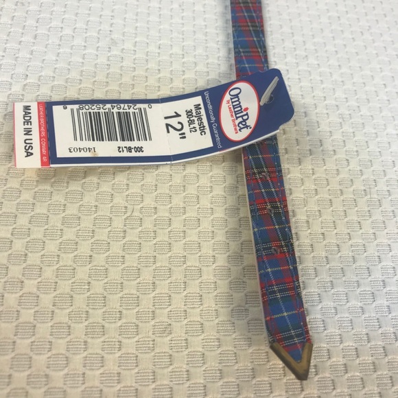 Omnipet Dog Pet Animal Collar 12” Blue Plaid Gold - Picture 4 of 8